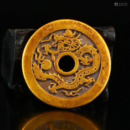 Chinese Gold Coin w Dragon & Phoenix