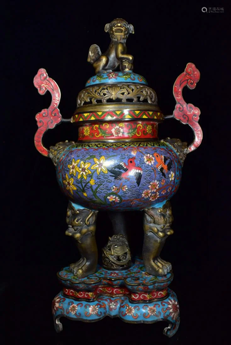 Brass Tyre Cloisonne Ruyi Ear Burner, weighs about 23