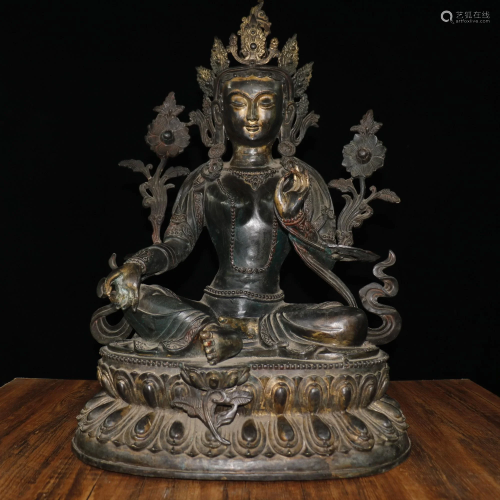 Old collection of old pure copper Buddha statues, a