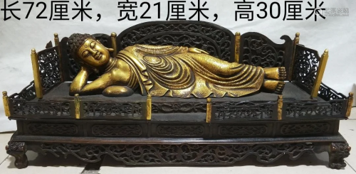 Daming Yongle Nianshi A gilt bronze real gold reclining