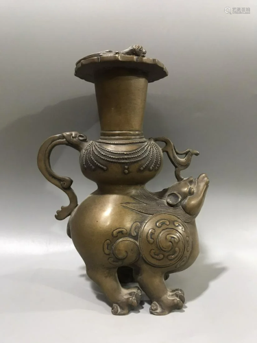 Qing Dynasty, fine copper casting, animal incense