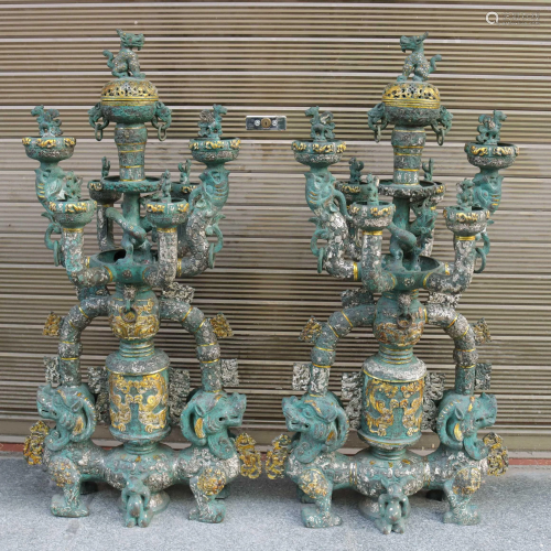 Bronze and gold and silver beast lampstands in the War