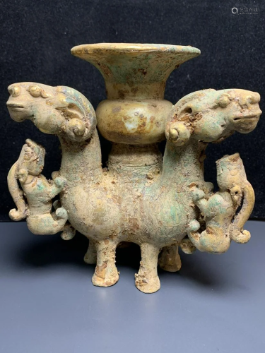 Hetian jade gilt three sheep statue