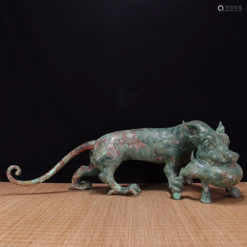 Bronze Tiger Eating Deer in Western Zhou Dynasty 62cm