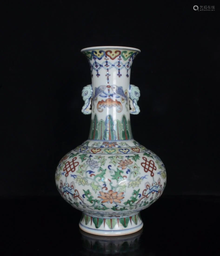 Qing Dynasty Qianlong Doucai vase with flowers and Ruyi