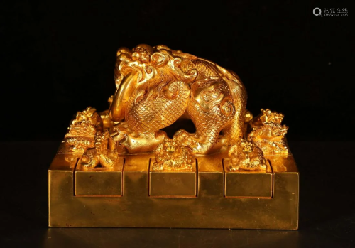 A collection of gilt seals from the Qing Dynasty,