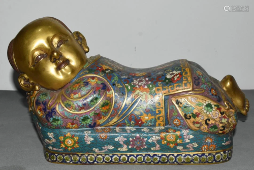 The real golden cloisonne boy pillow of the Qing