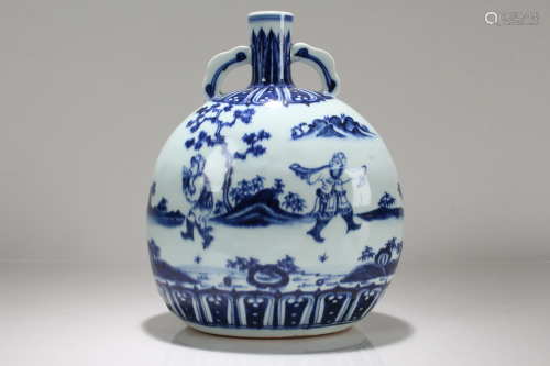 A Chinese Duo-handled Blue and White Story-telling