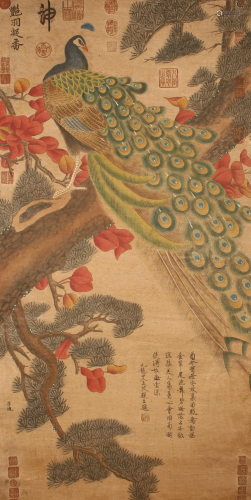 A Chinese Well-detailed Peacock-fortune Poetry-framing