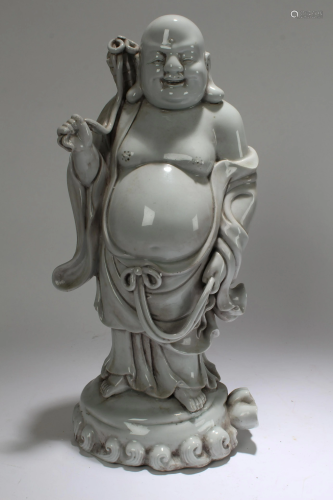 A Chinese Happy-buddha Massive De Blac Porcelain