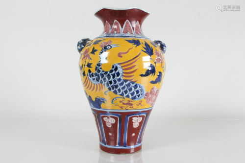 A Chinese Duo-handled Porcelain Fortune Vase