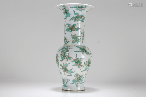 A Chinese Green-coding Crane-fortune Porcelain