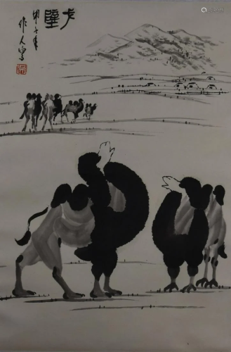 Wu Zhuo Ren Camel Scroll Painting