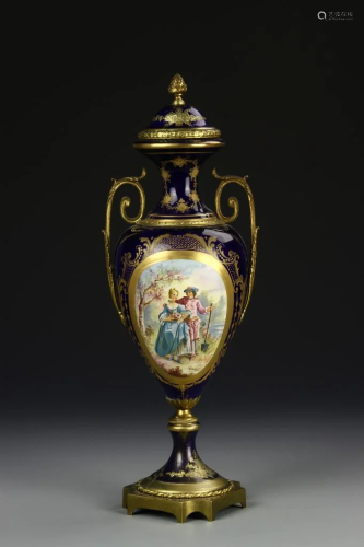 French Enameled Porcelain Vase