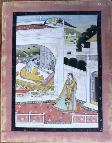 Indian Pahari miniature Painting of Krishna
