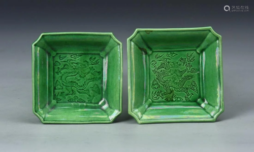 Pair of Chinese Square Dishes
