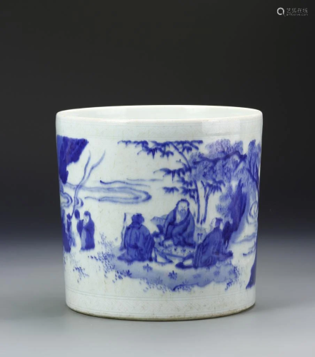 Chinese Blue and White Brush Pot