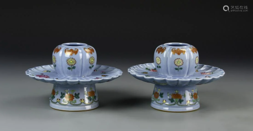 Pair of Chinese Famille Rose Vessels