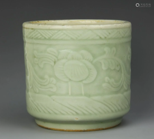 Chinese Celadon Glazed Brush Pot