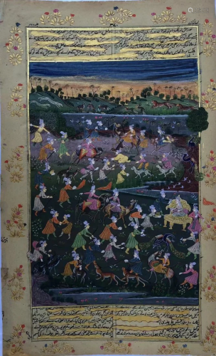 Large Indian Manuscript Page with Painting