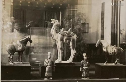 Old Silver Tone Photograph of Chinese Antique Sculpture