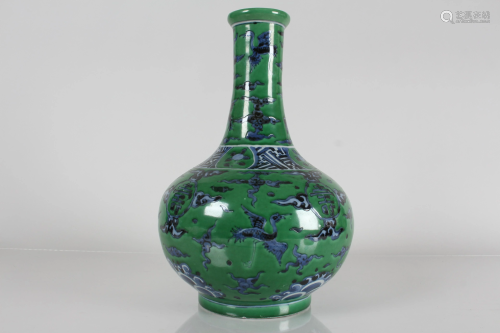 A Chinese Detailed Green-coding Porcelain Fortune Vase