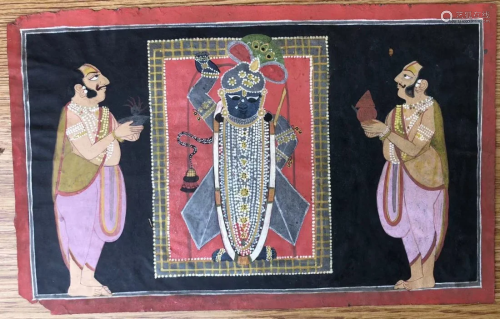 Rajasthani Nathdwara Indian Miniatrue Painting of Srina