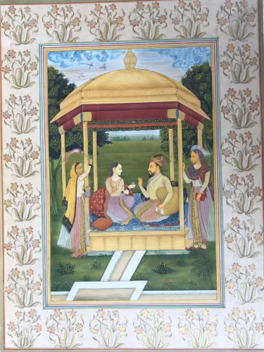 Indian miniature painting of Mughal King