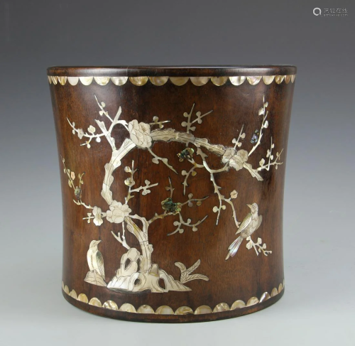 Chinese Hardwood Brush Pot