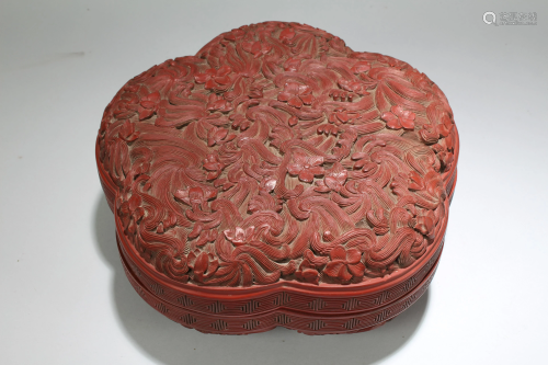 A Chinese Flower-blossom Lacquer Box