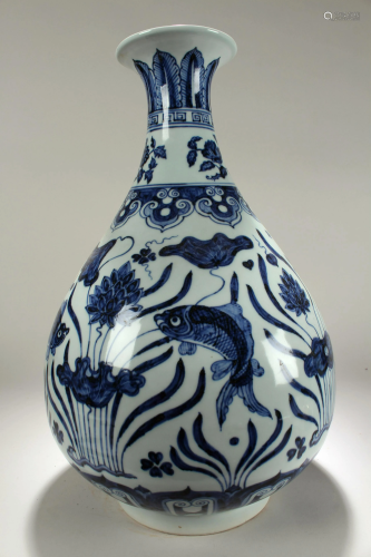 A Chinese Blue and White Massive Aqua-theme Porcelain