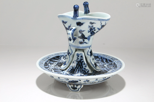 Set of Chinese Blue and White Porcelain Cup