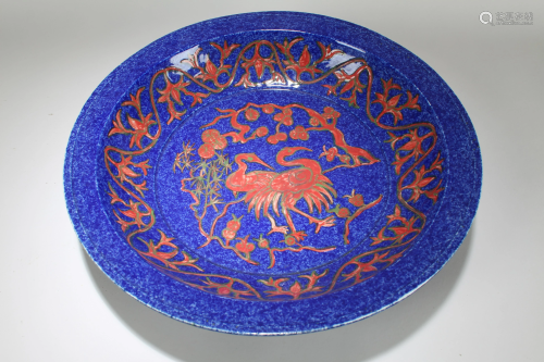 A Chinese Massive Blue-coding Porcelain Fortune Plate
