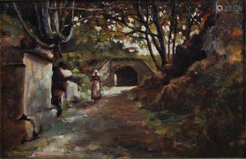 William W. Sellers (fl. 1885-1889) Summer lane with water ca...