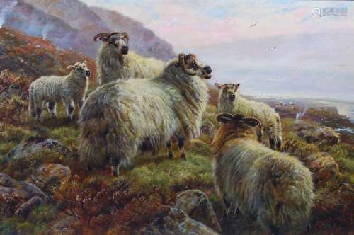 Robert Watson (1865-1916) Highland landscape with sheep oil ...