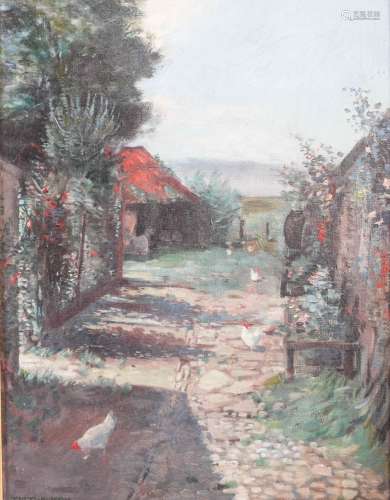 J. M. Thomson (late 19th century) Summer path with chickens ...