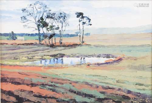 AR Pat Holland (20th century) Winter reflections oil on canv...
