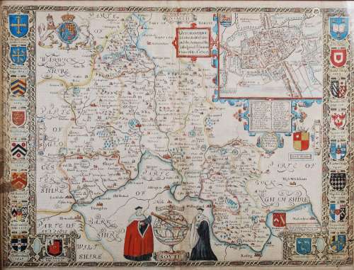 John Speed, a 17th century map of Oxfordshire described with...