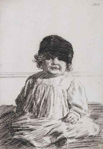Joseph Simpson (1879-1939) A child etching signed in pencil ...