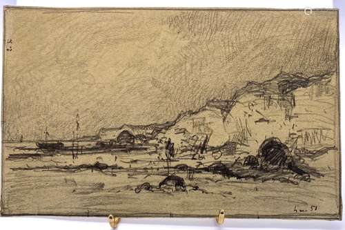 Dans le goût d'Eugène BOUDIN (1824-1898) Falaise d'Amont à E...