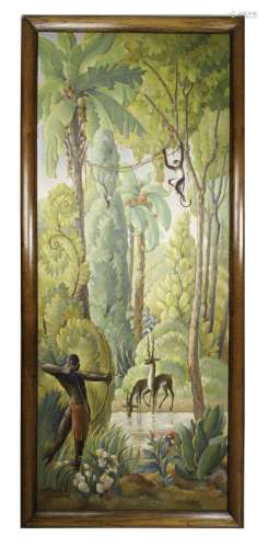 Marcel COUDERC (1898-1991) Scène de chasse Huile sur panneau...