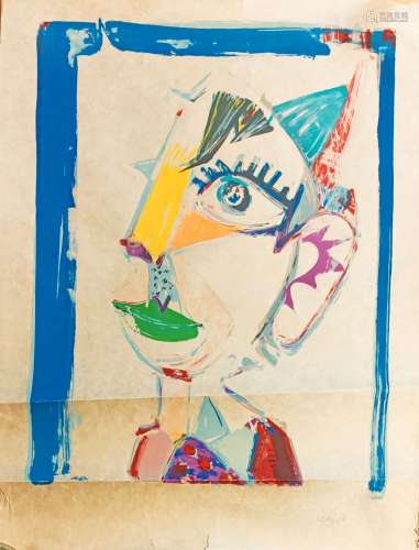 Bernard LORJOU (1908-1986) Le clown Lithographie Signé en ba...