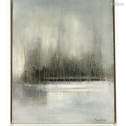 Roger DUDANT (1929-2018) Paysage dans la brume,1983 Huile su...