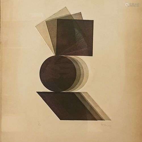 Pol BURY (1922 - 2005) Composition abstraite Aquatinte Signé...