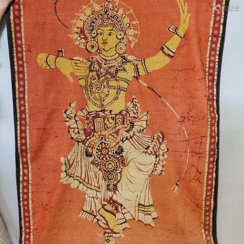 INDE ou ASIE du SUD EST. Divinité hindoue dansant. Textile p...
