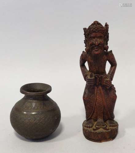 THAILANDE. Petit PERSONNAGE fantastique en bois sculpté. Hau...