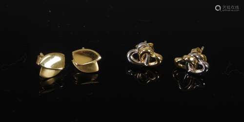 Two pairs of 9ct gold earrings, comprising: a pair of 9 cara...
