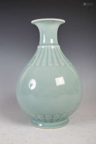 A Chinese porcelain celadon vase, bearing Qianlong seal mark...