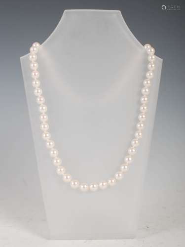 A cultured pearl necklace, with fifty seven round pearls of ...
