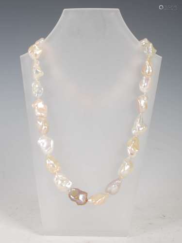 A Keshi cultured pearl necklace, with twenty seven baroque f...